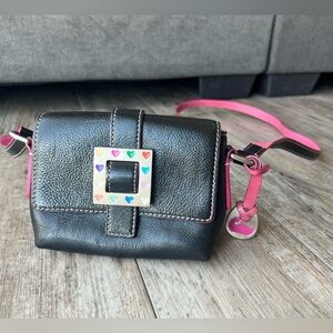 Dooney & Bourke Black Rainbow Heart Buckle Crossbody Mini Purse